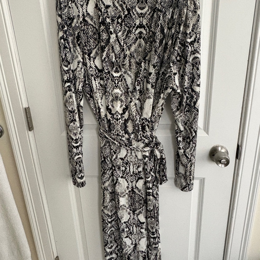 INC International Concepts Black and White Snake Print Wrap Dress, XL, worn once
